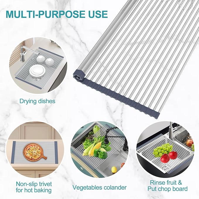 BBXTYLY Extra Large Expandable Roll Up Dish Drying Rack, Over The Sink Drying - Image 5