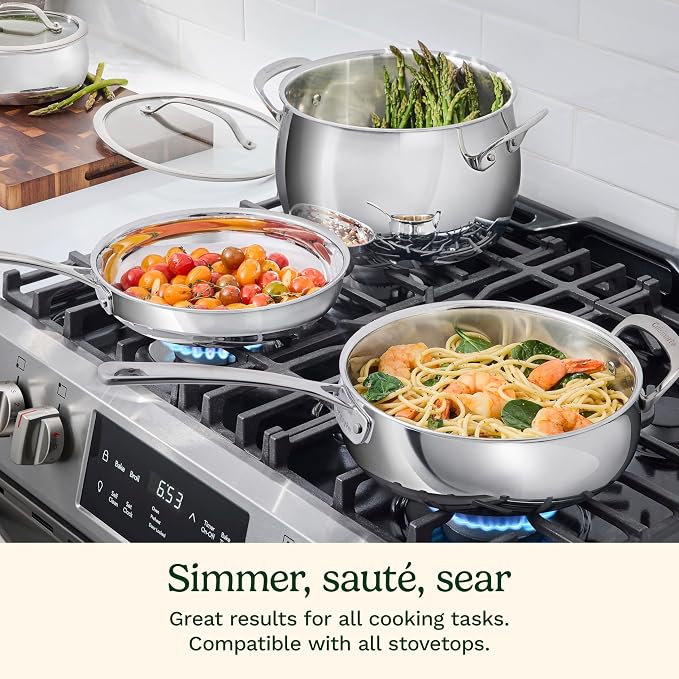 Cuisinart PureClad™ Triple Ply Stainless Steel 5.5 Qt. Saute Pan w/Cover - Image 7