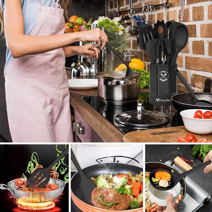 Silicone Kitchen Utensils Set, 16-Piece Silicone Cooking Utensils by Deedro - Image 4