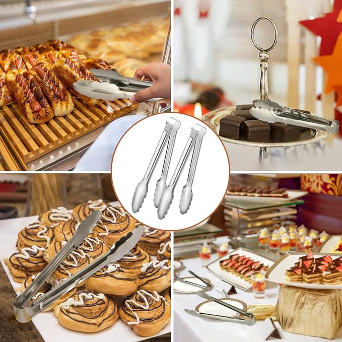 6 Pack Serving Tongs Kitchen Tongs, Buffet Tongs, Stainless Steel Food Tong - Image 7