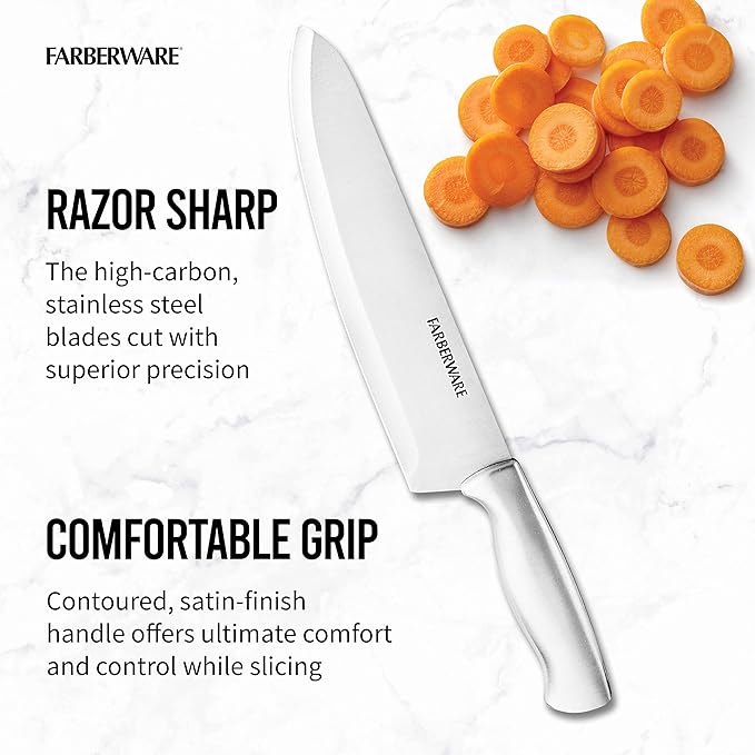 Farberware 15-Piece Kitchen Knife Set, High-Carbon Stainless Steel Blades - Image 3