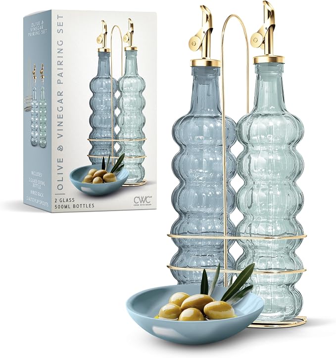 COOK WITH COLOR Glass Olive Oil Bottle Dispenser by CookwithColor