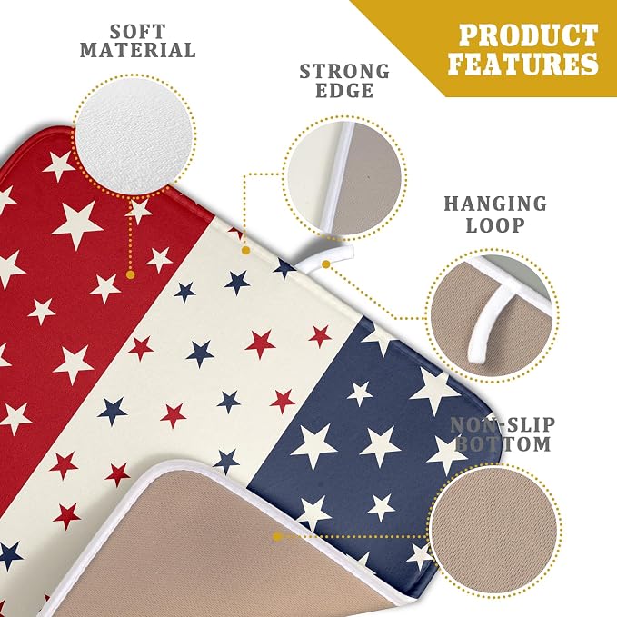 Blue Red White Star July of 4th Patriotic Dish Drying Mat - Image 3