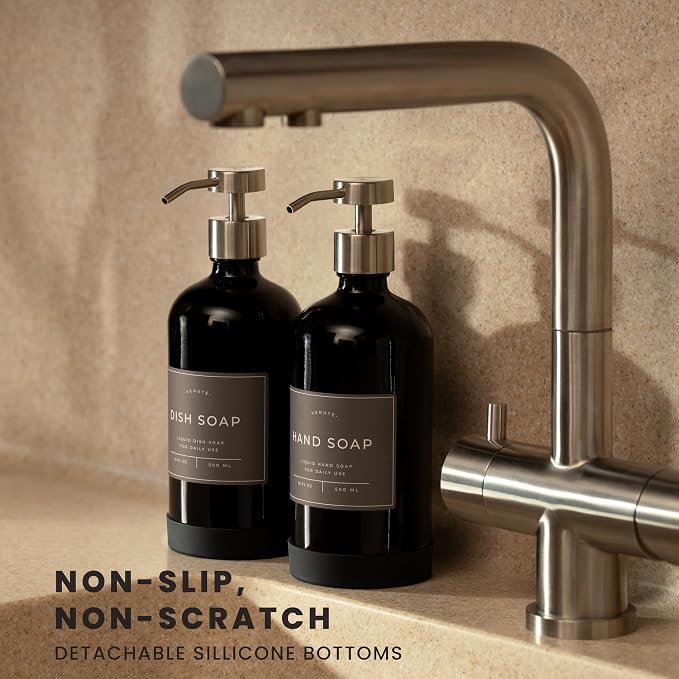 Hand and Dish Soap Dispenser for Kitchen and Bathroom, Stainless Steel Pumps - Image 2