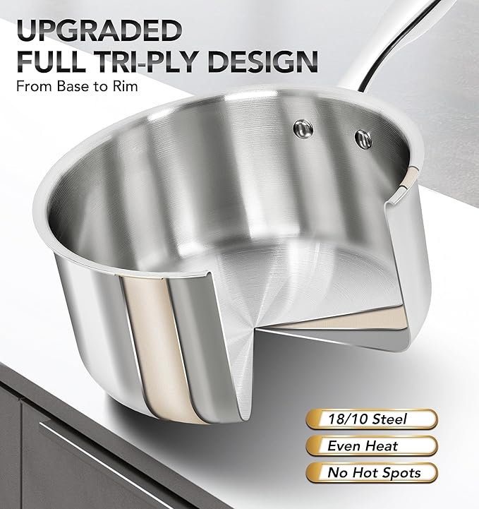 MICHELANGELO Triply Stainless Steel Saucepan Set - Image 2