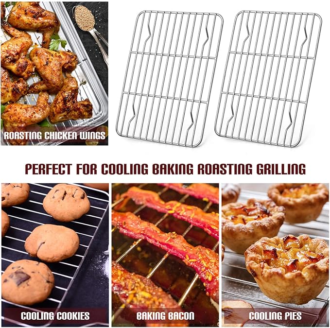 E-far Baking Cooling Rack Set of 2, Stainless Steel Metal Roasting Cooking Racks - Image 7