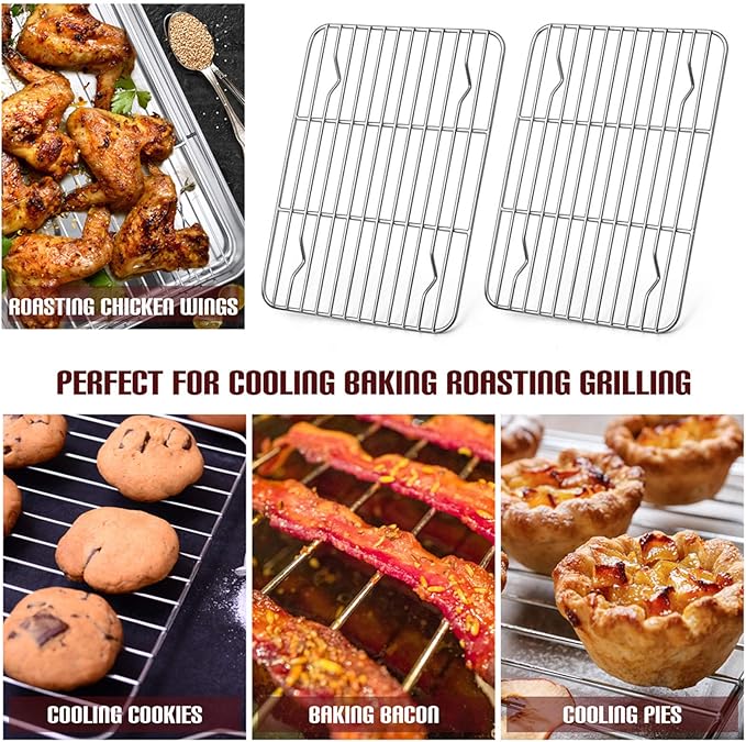 E-far Small Baking Cooling Rack Set of 2, Stainless Steel Metal Roasting - Image 7