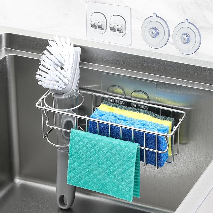 3-In-1 Sponge Holder for Kitchen Sink by MakeLifeBetterEasier