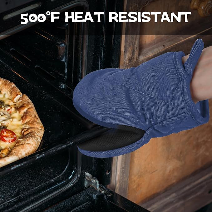 Oven Mitts and Pot Holders Set, Heat Resistant Silicone Kitchen Mini Oven - Image 5
