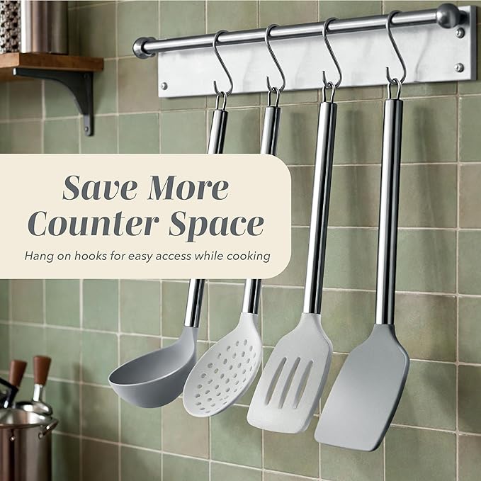 COOK WITH COLOR Silicone Cooking Utensils, Kitchen Utensil Set, Cooking Utensils - Image 4