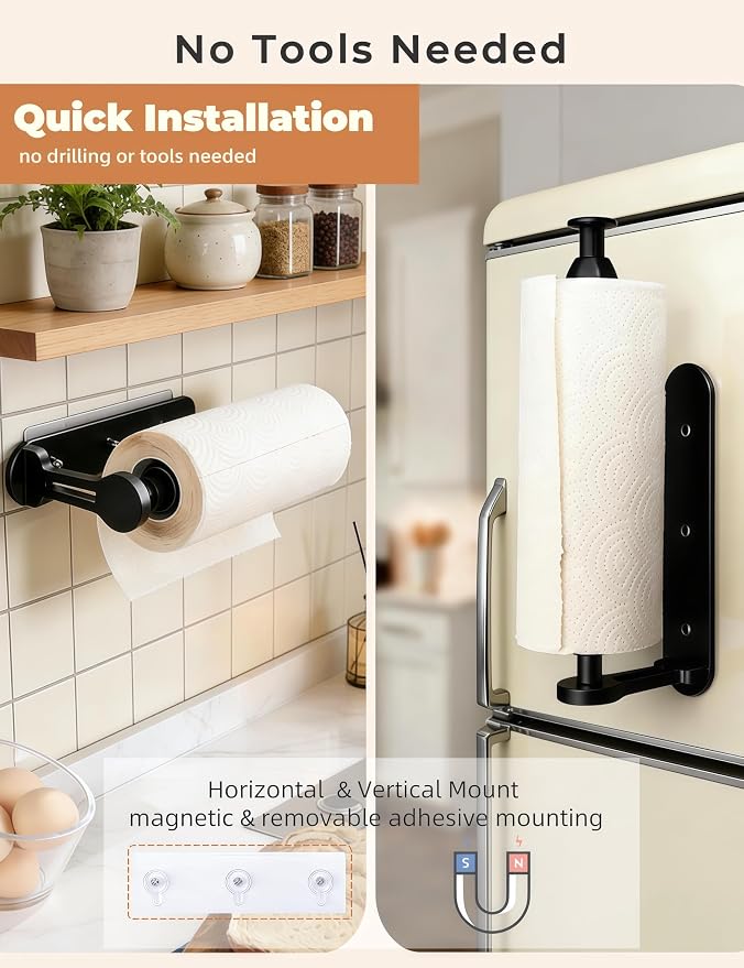 Magnetic Paper Towel Holder, One-Handed Tear Paper Towel Holder - Image 5