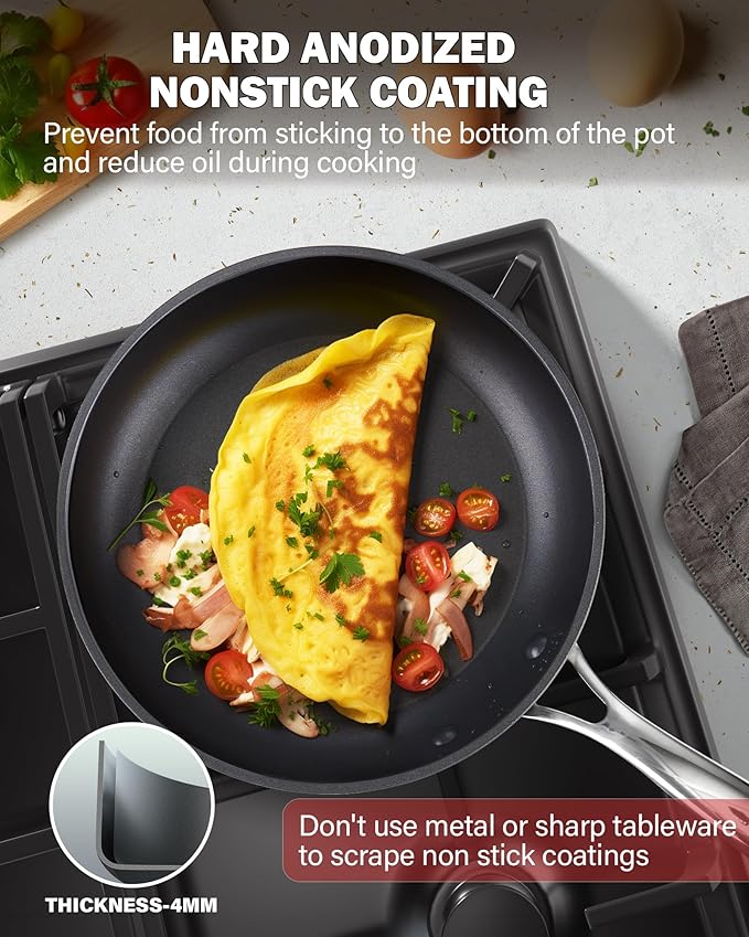 Cooks Standard Frying Omelet Pan, Classic Hard Anodized Nonstick 8-Inch/20cm - Image 5
