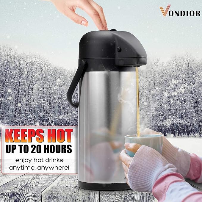 Coffee Carafe for Keeping Hot - 102oz/3L Airpot Coffee Dispenser - Insulated - Image 2