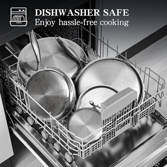 EWFEN Stainless Steel Cookware Set, 3 Ply 17 Piece Stainless Steel Pot and Pan - Image 9