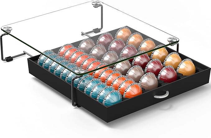 Deco Brothers Crystal Tempered Glass Vertuo Pod Holder Drawer, 30 Large or 60 - Image 6