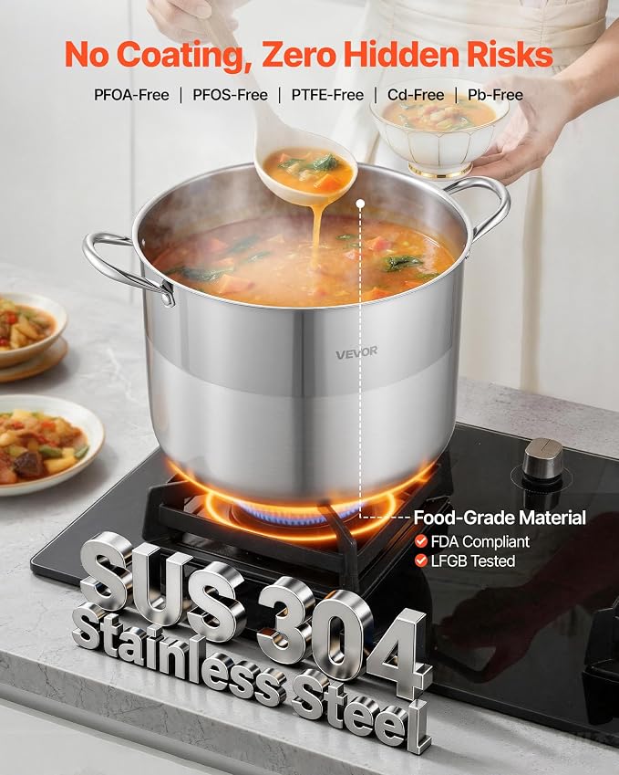 VEVOR Stainless Steel Stock Pot, 16QT Stainless Steel Stockpot - Image 2