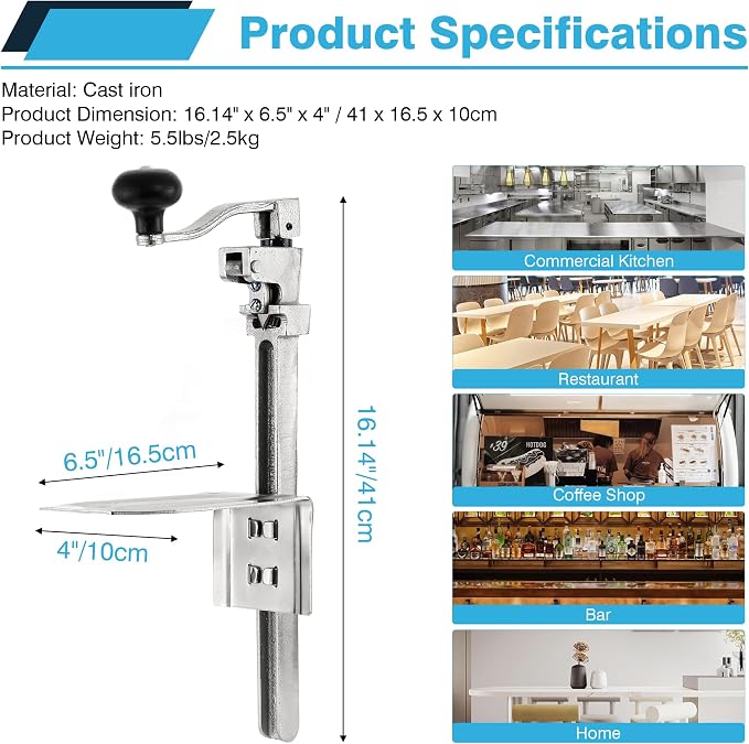IRONWALLS Commercial Can Opener, 16” /41cm Heavy Duty Tabletop Manual Can Opener - Image 2
