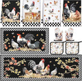 Fourluoo 10 Pcs Rooster Kitchen Dish Towels Rugs Oven Mitts and Pot Holders Set by Fourluoo