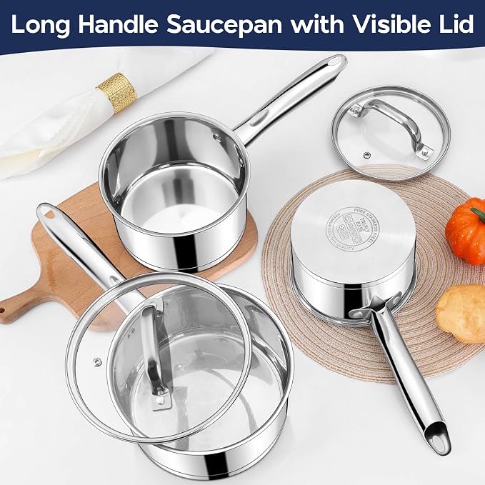 LIANYU 3 qt Saucepan, Stainless Steel Sauce Milk Pan - Image 8
