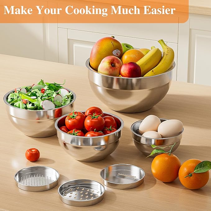 Mixing Bowls with Lids Set, Kitchen Food Storage Organizers Nesting Mixing Bowl - Image 2