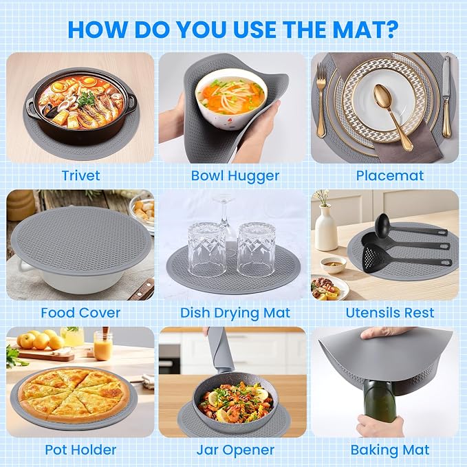Microwave Cover for Food and Silicone Mat Collapsible Microwave Splatter Cover - Image 3