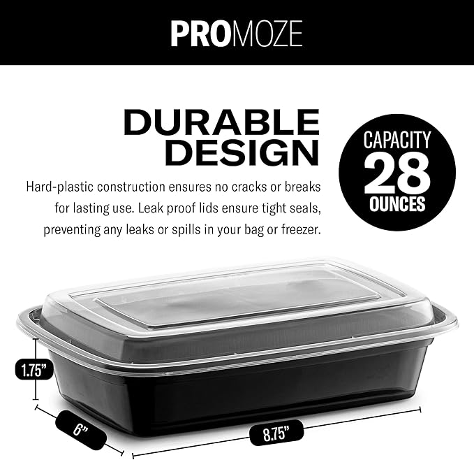 50-Pack Reusable Meal Prep Containers Microwave Safe Food Storage Containers - Image 3