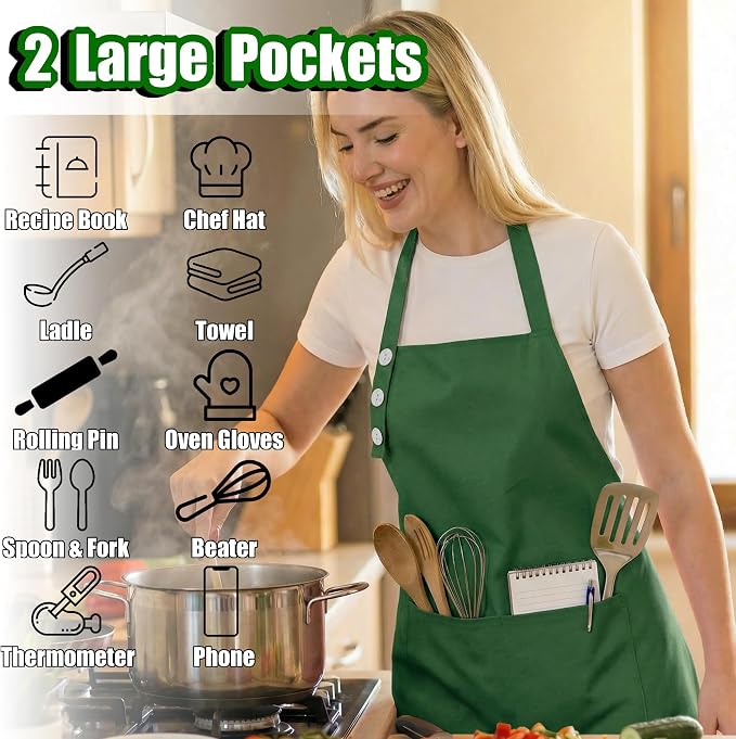 TOSHE Kitchen Apron Waterdrop Resistant Cotton Apron - Image 2