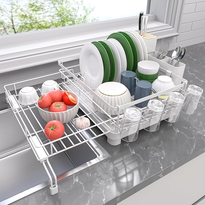 Runnatal Dish Drying Rack, Extendable Dish Rack Over Sink, Large Stainless by Runnatal