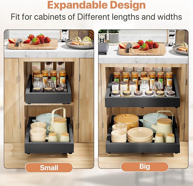 2 Pack Pull out Cabinet Organizer, Width Depth, - Image 8