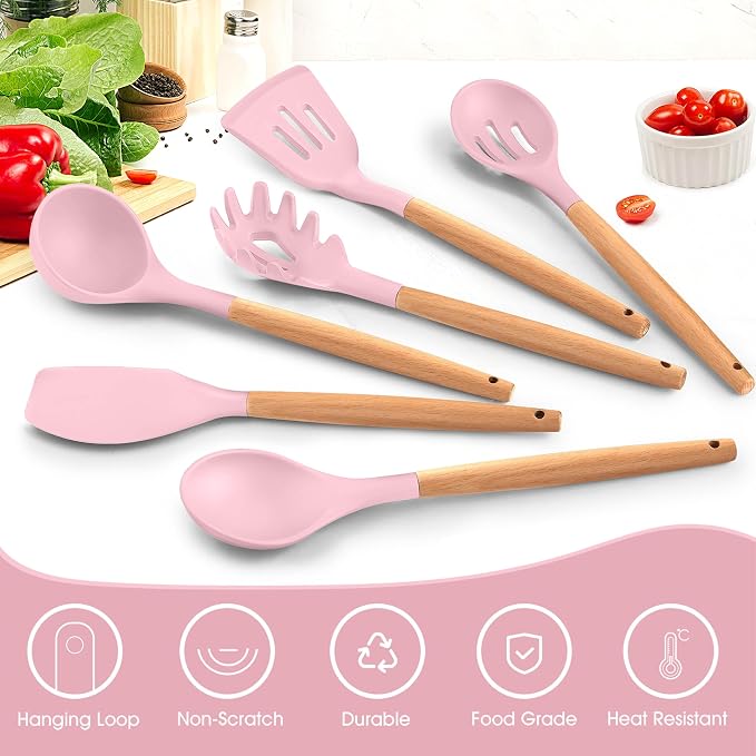 E-far Cooking Utensils Set of 6, Silicone Kitchen Utensils - Image 3