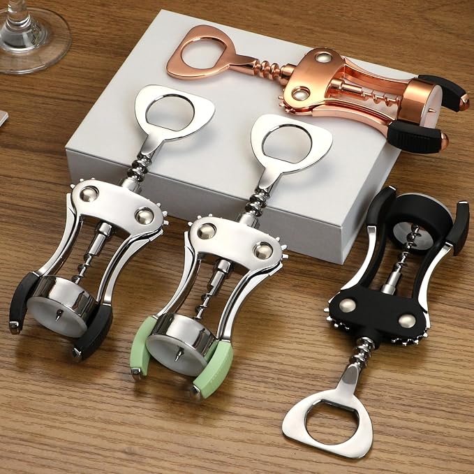 KORCCI Wine Opener, Heavy-Duty Zinc Alloy Wing Corkscrew, Premium Beer Bottle - Image 5