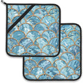 Mermaid Fish Scales Marble Pot Holder Set of 2, Heat Resistant Potholders Oven by Larkverk