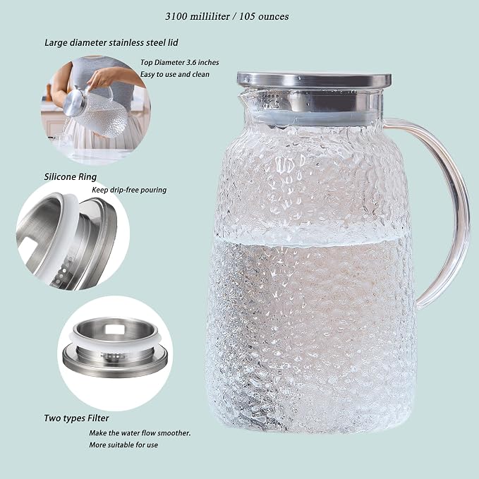 Purefold 105 oz Glass Water Pitcher - Image 3