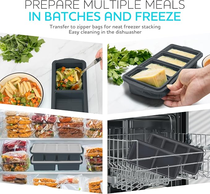 Silicone Freezer Tray With Lid-Soup Freezer Container molds-Large Ice Cube Tray - Image 2