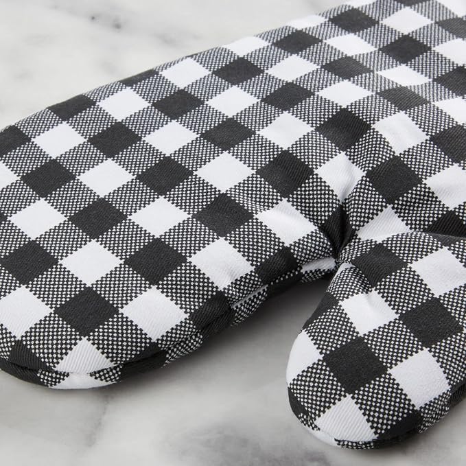 KITCHENAID Gingham Oven Mitt 2-Pack Set, Matte Black - Image 4