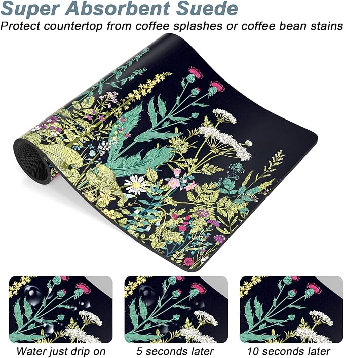 Rnivvi Coffee Mat, Hide Stain Rubber Backed Absorbent Dish Drying Pad - Image 3