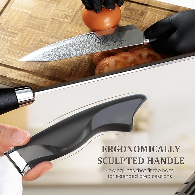 Amorston 22 Pieces Knife Set, Laser Engraved High Carbon Stainless Steel Knife - Image 3