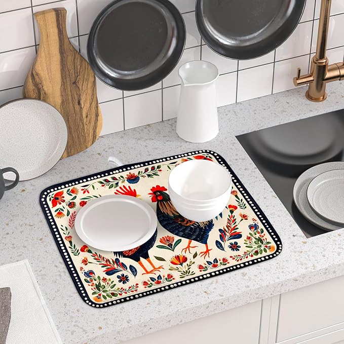 Roosters Chicken Dish Drying Mat - Image 6