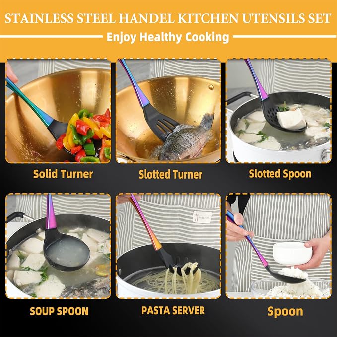 Kitchen Utensils Set, Large Non-stick Silicone Cooking Utensils Set 6 Pcs - Image 4