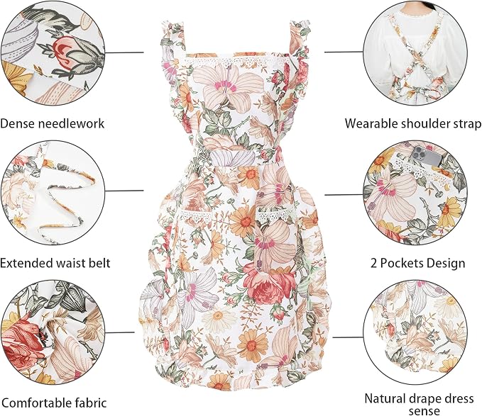 Funny Aprons for Women with Pockets, Kitchen Cooking Grilling Bbq Cute Chef - Image 4