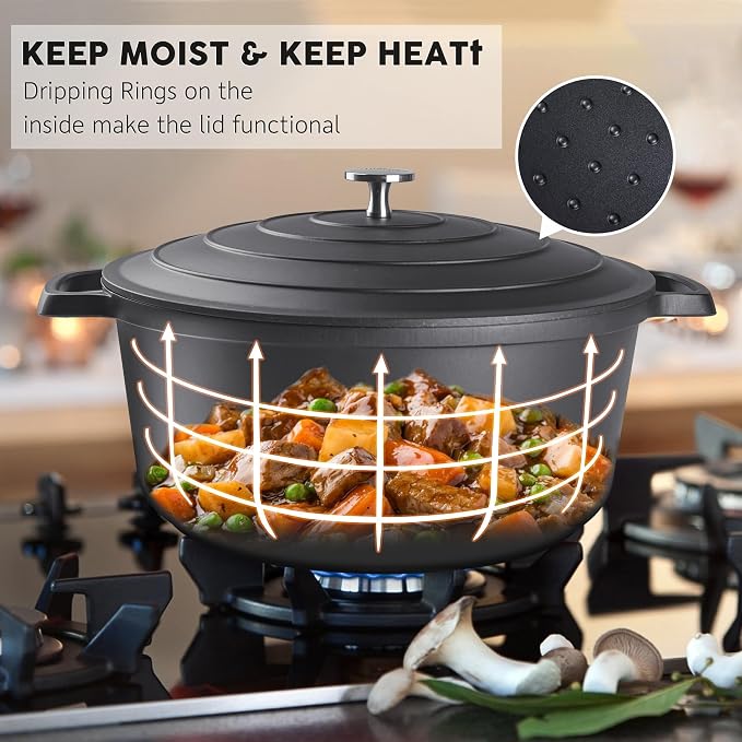 Nonstick Dutch Oven Pot with Lid-5 QT Cast Aluminum Oven Pot with Two Handles - Image 4