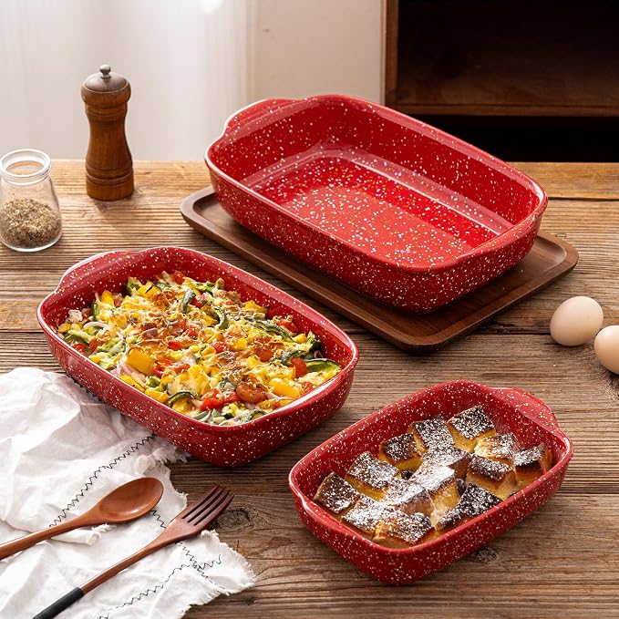 3-Pack Ceramic Lasagna Pan, Heavy-Duty Rectangular Baking Dishes, High Heat - Image 5