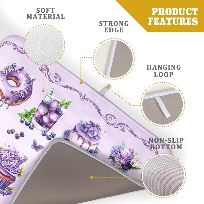 Purple Coffee Matt for Counter Sweet Dish Drying Mats for Dessert Lover Large - Image 4