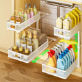 Under Sink Organizer 2-Pack, Metal 2-Tier Pull-Out Cabinet Shelf by AURIKAR