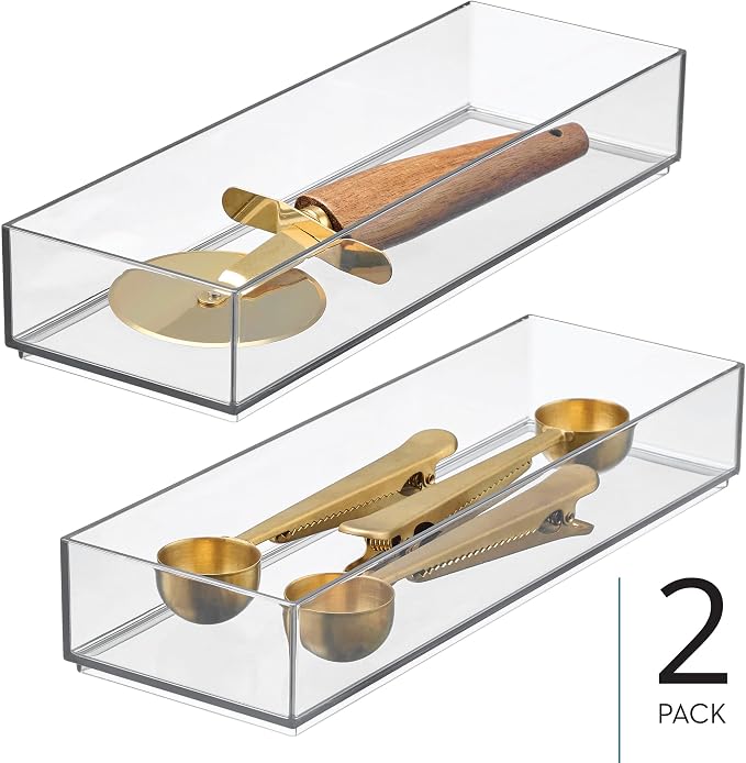 iDesign Clarity Drawer, Kitchen and Bathroom Organization Silverware, Large-Set - Image 2