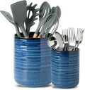 HASENSE Ceramic Utensil Holder Set of 2, Modern Farmhouse Kitchen Utensil Crocks by Hasense