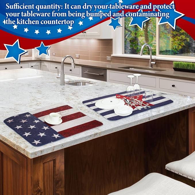 SiliFine 2 Pcs 4th of July Dish Drying Mat - Image 6