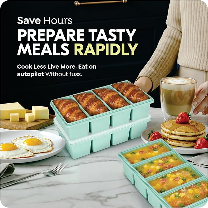 Silicone Freezer Trays with Lids, 1-Cup Soup Container Style Ice Cube Trays - Image 7
