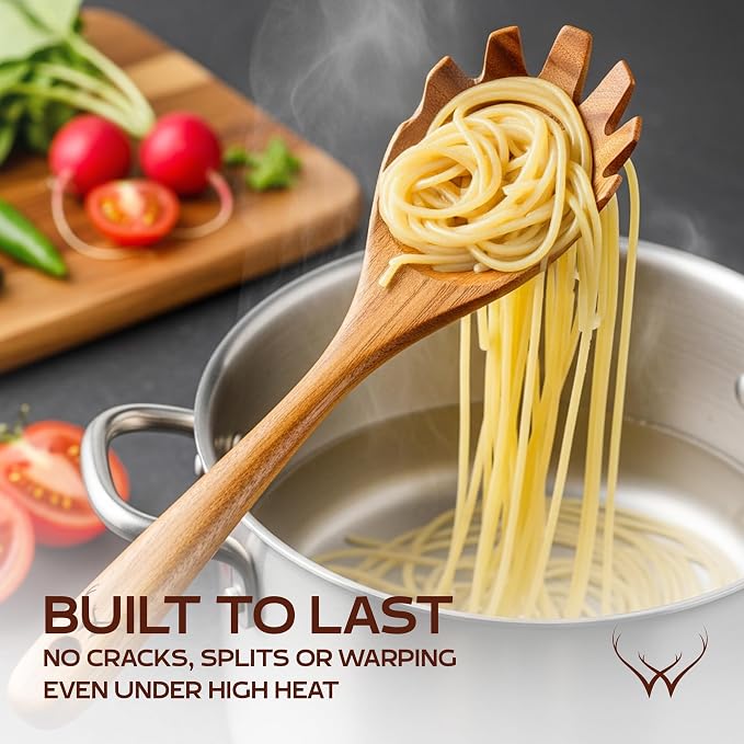 12 Pcs Wooden Cooking Utensils Set – Luxury Wooden Kitchen Utensils - Image 4