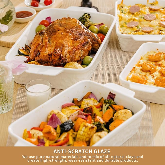 Dafuceramic Casserole Dishes for Oven, Baking Dishes, Ceramic Bakeware Sets of 4 - Image 4